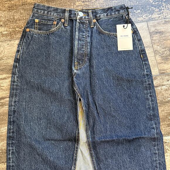 RE/DONE Midi Denim Skirt Womens 26 Blue Heritage Rinse Organic Cotton NEW - Picture 2 of 14